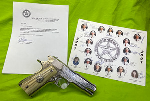 RARE Master Engraved D.W. Harris NICKEL COLT 1911 Combat Commander 45 ACP Texas Ranger Documented